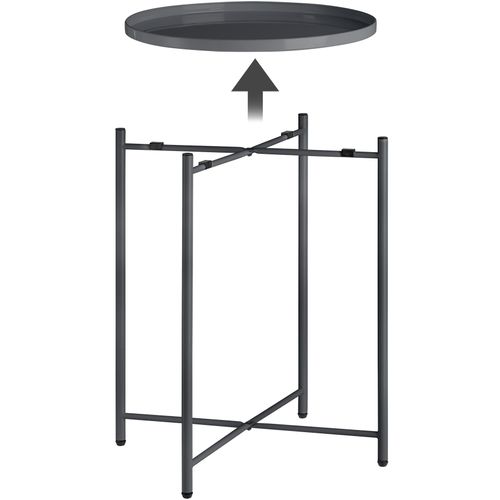 Table D'appoint En Acier 455 X 455 X 53 Cm Gris Foncé