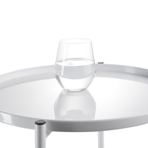 Table D'appoint Ronde En Acier 455 X 455 X 53 Cm Blanc