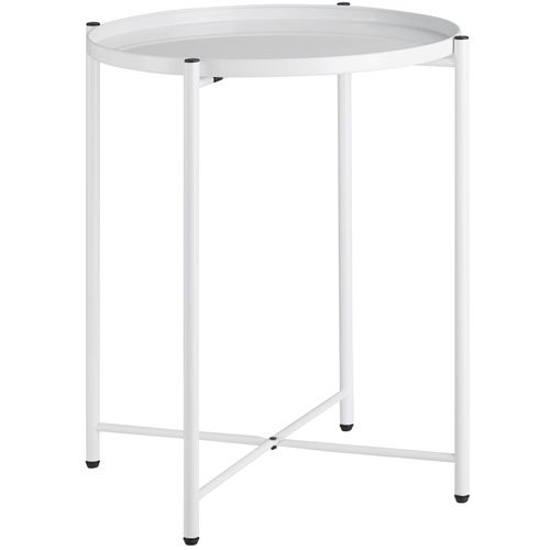 Table D'appoint Ronde En Acier 455 X 455 X 53 Cm Blanc