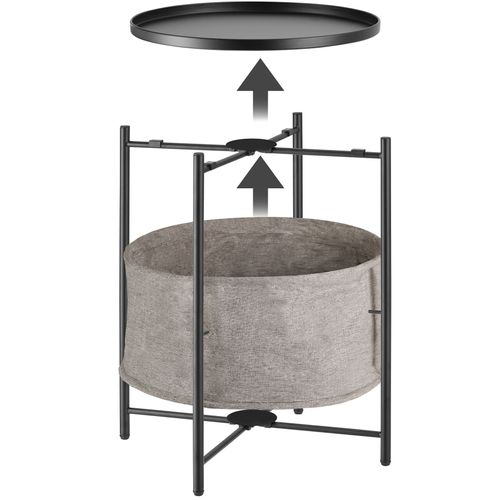 Table D'appoint En Acier Et Polyester 455 X 455 X 53 Cm Noir