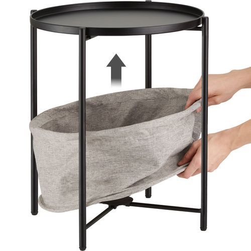 Table D'appoint En Acier Et Polyester 455 X 455 X 53 Cm Noir