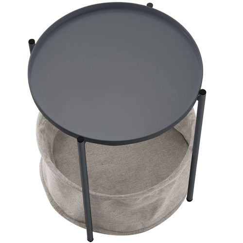 Table D'appoint En Acier Et Polyester 455 X 455 X 53 Cm Gris Foncé