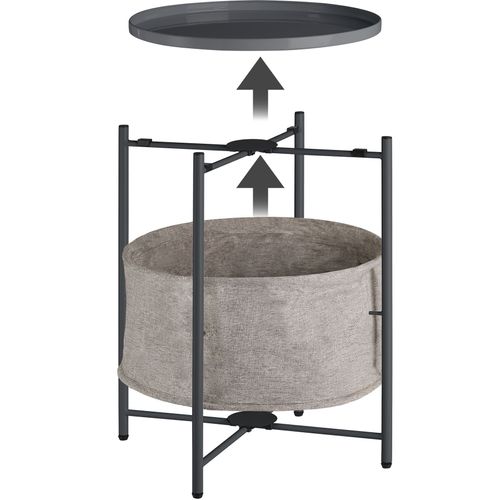 Table D'appoint En Acier Et Polyester 455 X 455 X 53 Cm Gris Foncé