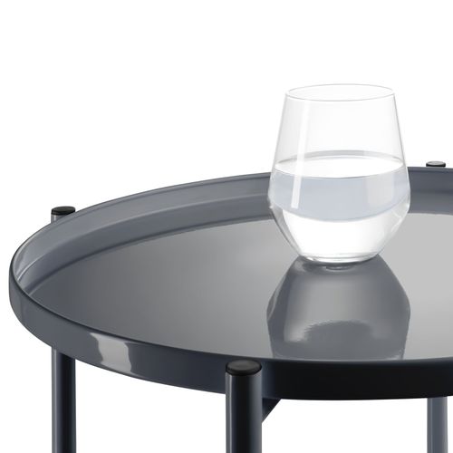 Table D'appoint En Acier Et Polyester 455 X 455 X 53 Cm Gris Foncé