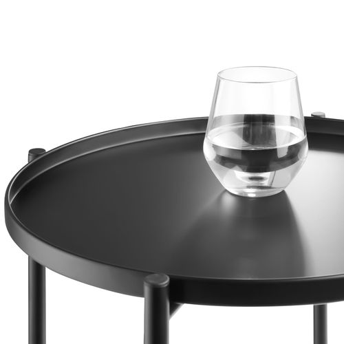 Table D'appoint Ronde En Acier 455 X 455 X 53 Cm Noir