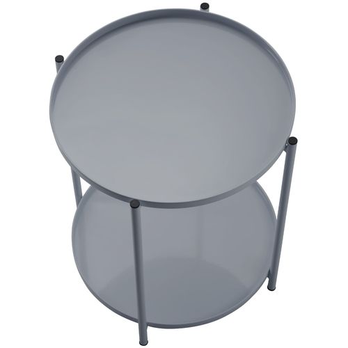 Table D'appoint En Acier 2 Niveaux Style Industriel Gris Foncé