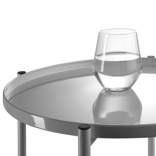 Table D'appoint En Acier 2 Niveaux Style Industriel Gris