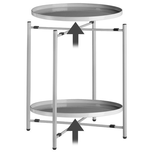 Table D'appoint En Acier 2 Niveaux Style Industriel Gris