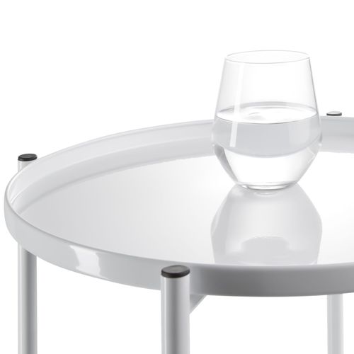 Table D'appoint En Acier 2 Niveaux Style Industriel Blanc