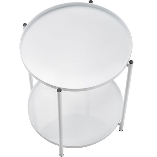 Table D'appoint En Acier 2 Niveaux Style Industriel Blanc