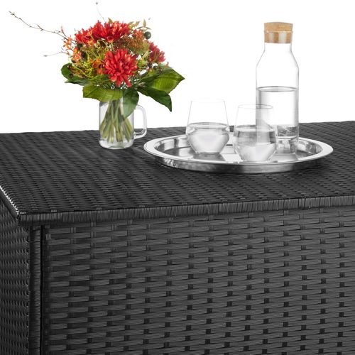 Coffre De Jardin Rangement Pour Coussins Cadre Aluminium En Rotin Noir