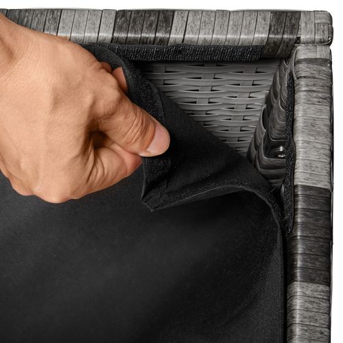 Coffre De Rangement Jardin Cadre En Aluminium Tressage En Rotin Gris