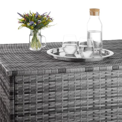 Coffre De Rangement Jardin Cadre En Aluminium Tressage En Rotin Gris