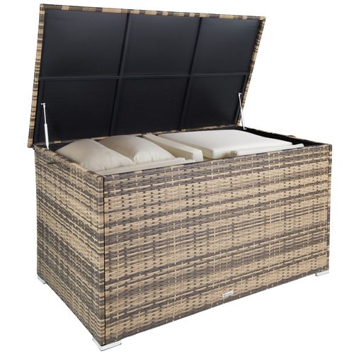 Coffre De Jardin Rangement Pour Coussins Tressage Rotin Marron Naturel