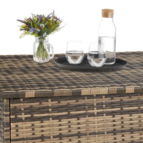 Coffre De Jardin Rangement Pour Coussins Tressage Rotin Marron Naturel