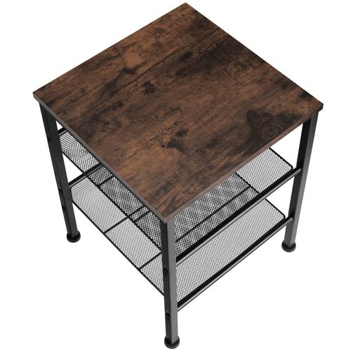 Table D'appoint Style Industriel 40,5 X 40 X 50,5 Cm Bois Foncé