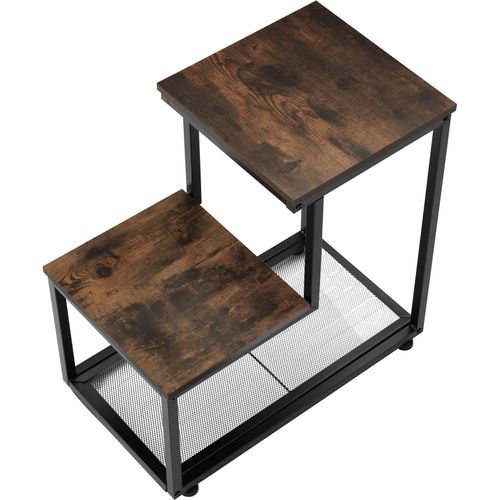 Table D'appoint Style Industriel 60,5 X 35,5 X 60,5 Cm Bois Foncé