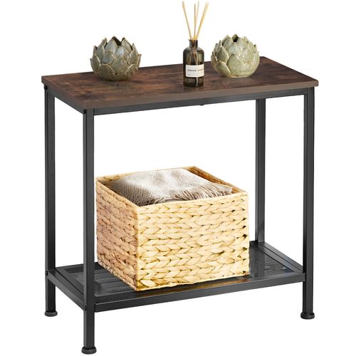 Table D'appoint Style Industriel 60 X 30,5 X 60,5 Cm Bois Foncé