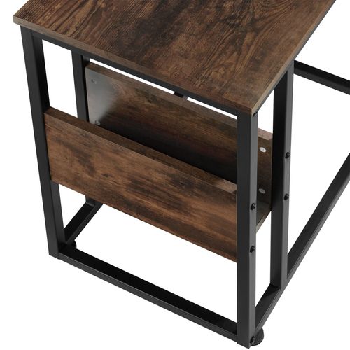 Table D'appoint Style Industriel 55 X 36,5 X 60 Cm Bois Foncé
