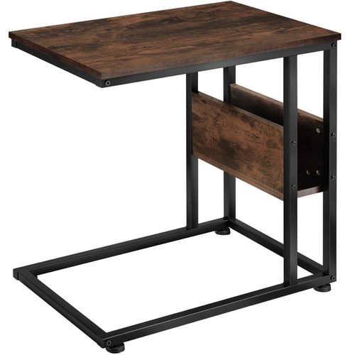 Table D'appoint Style Industriel 55 X 36,5 X 60 Cm Bois Foncé