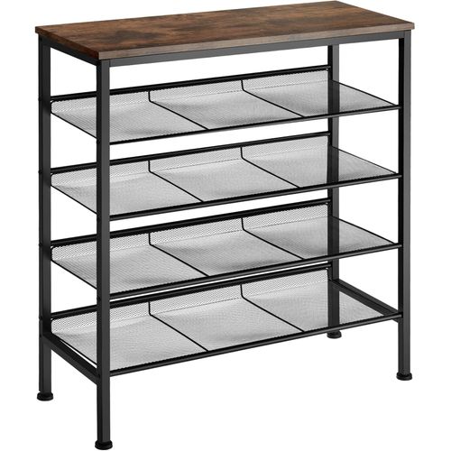 Étagère à Chaussures Style Industriel 755x305x855cm Bois Foncé