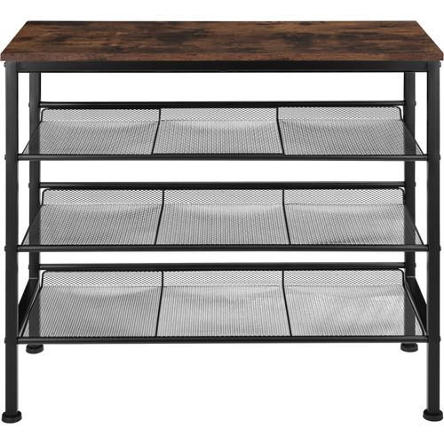 Étagère à Chaussures Style Industriel 755x305x695cm Bois Foncé