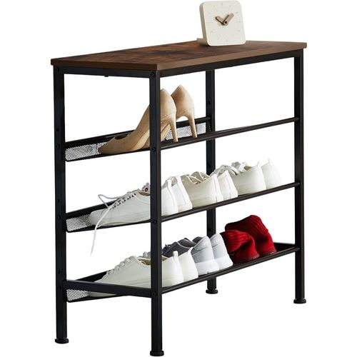 Étagère à Chaussures Style Industriel 755x305x695cm Bois Foncé