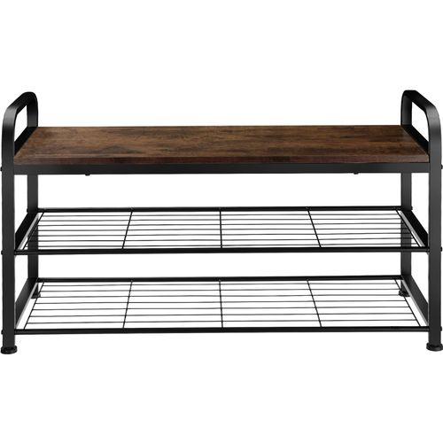Étagère à Chaussures Style Industriel 91x36x55 Cm Bois Foncé