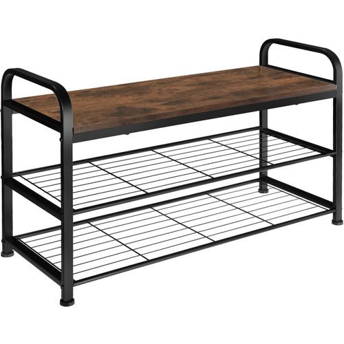 Étagère à Chaussures Style Industriel 91x36x55 Cm Bois Foncé