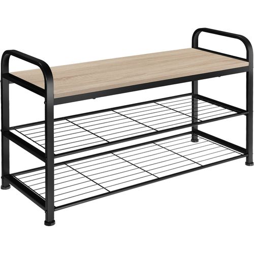 Étagère à Chaussures Style Industriel 91x36x55cm Bois Clair