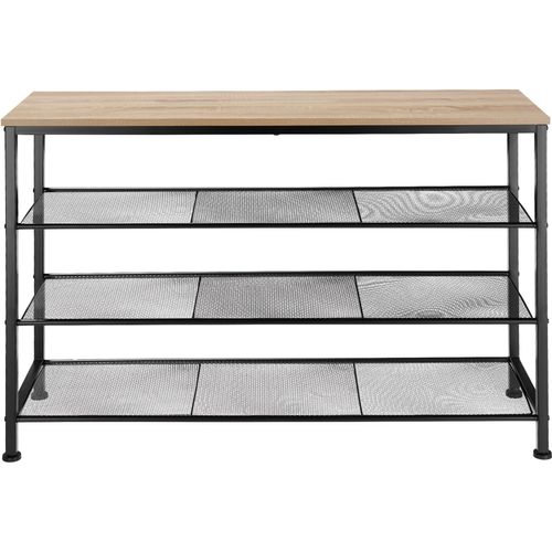 Étagère à Chaussures Style Industriel 100x305x725cm Bois Clair