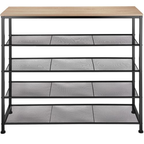 Étagère à Chaussures Style Industriel 100 X 305 X 93 Cm Bois Clair