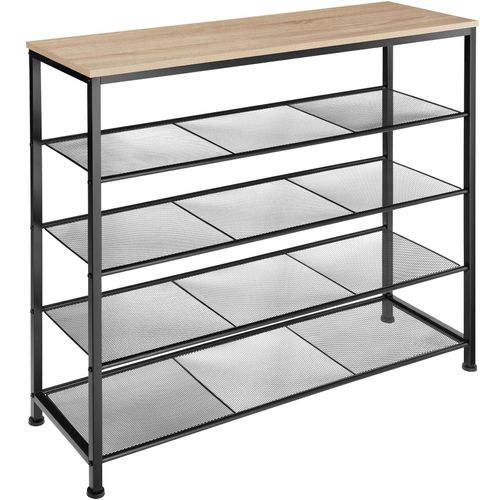 Étagère à Chaussures Style Industriel 100 X 305 X 93 Cm Bois Clair