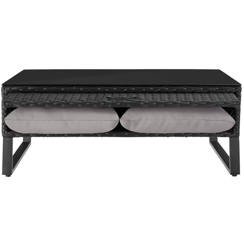 Canapé De Jardin Lounge En Rotin Noir  195 X 195 X 64 Cm
