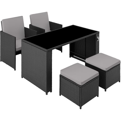 Salon De Jardin En Résine Tressée Noir/gris  202 X 130.5 X 92.5 Cm