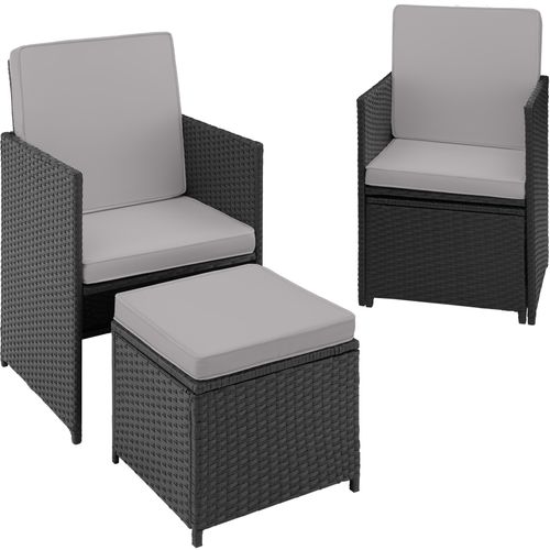 Salon De Jardin En Résine Tressée Noir/gris  202 X 130.5 X 92.5 Cm