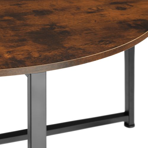 Table Basse De Salon Ronde Style Industriel Bois Foncé