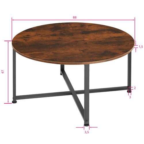 Table Basse De Salon Ronde Style Industriel Bois Foncé