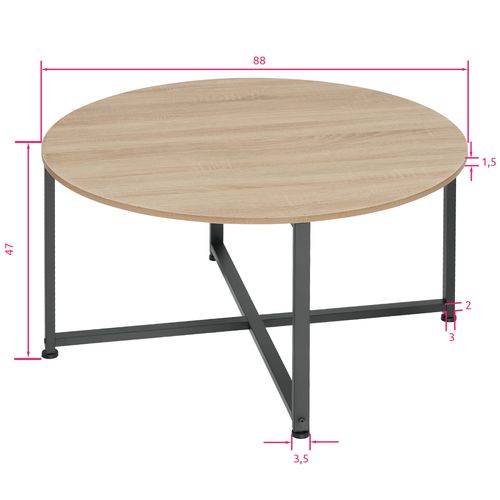 Table Basse Pour Salon Rond Style Industriel Bois Clair
