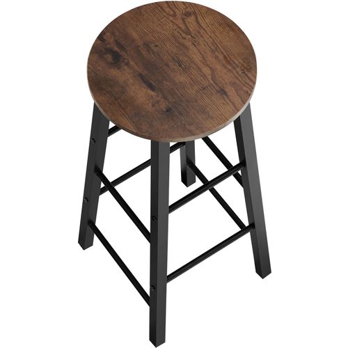 Lot De 2 Tabourets De Bar En Bois Et Acier Hauteur 72,5 Cm Bois Foncé