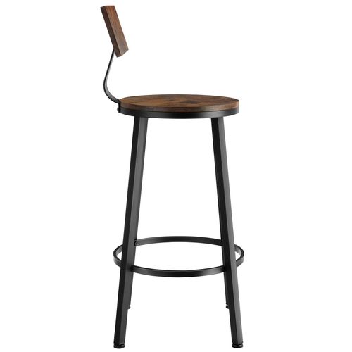 Lot De 2 Tabourets De Bar Style Industriel Hauteur 74 Cm Bois Foncé
