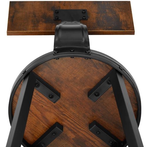 Lot De 2 Tabourets De Bar Style Industriel Hauteur 74 Cm Bois Foncé