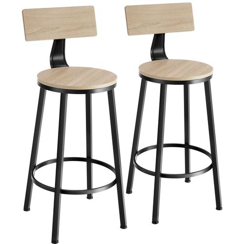 Lot De 2 Tabourets De Bar Style Industriel Bois Clair