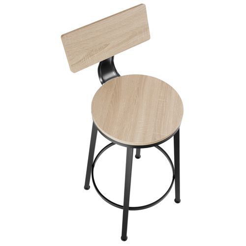 Lot De 2 Tabourets De Bar Style Industriel Bois Clair
