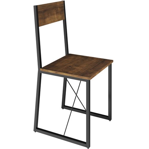 Ensemble Chaises De Salle à Manger 3 Pièces Bois Et Acier Bois Foncé