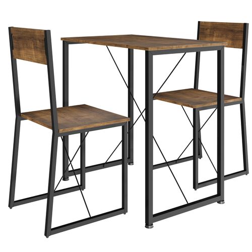 Ensemble Chaises De Salle à Manger 3 Pièces Bois Et Acier Bois Foncé
