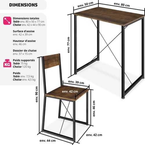 Ensemble Chaises De Salle à Manger 3 Pièces Bois Et Acier Bois Foncé