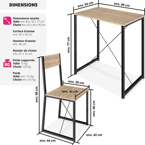 Ensemble Chaises De Salle à Manger 3 Pièces Bois Et Acier Bois Clair