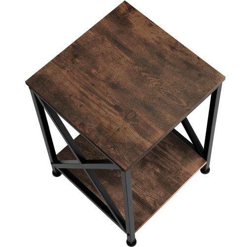Table D'appoint Style Industriel 40,5 X 40,5 X 52,5 Cm Bois Foncé