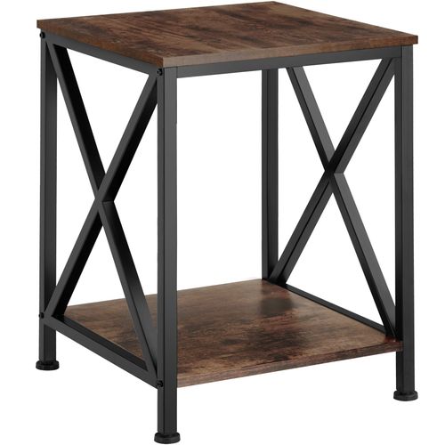 Table D'appoint Style Industriel 40,5 X 40,5 X 52,5 Cm Bois Foncé